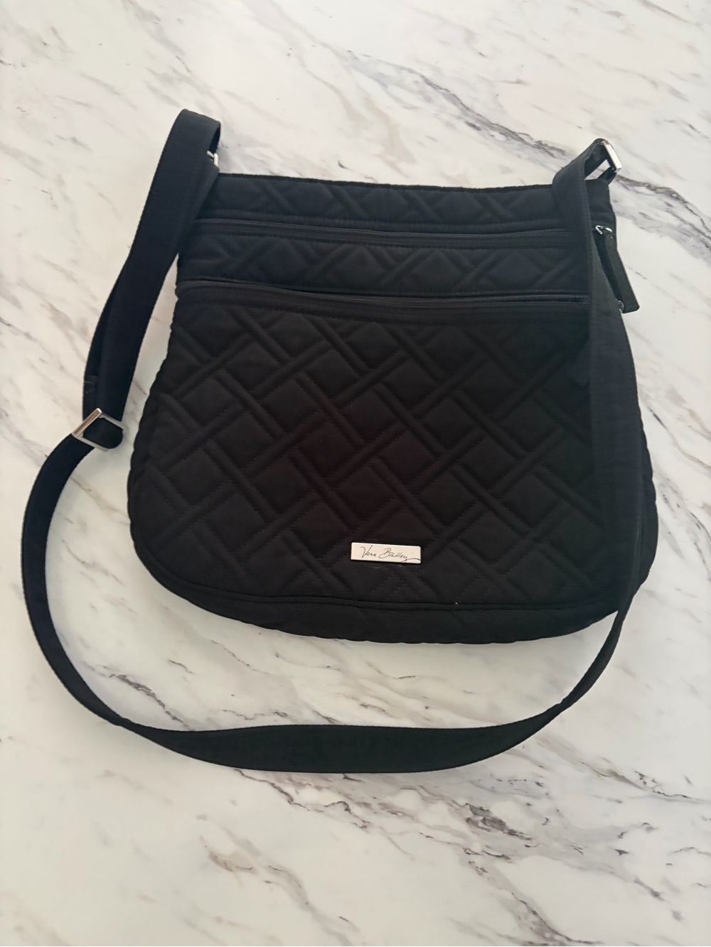 Vera Bradley Black Quilted Small Crossbody Purse